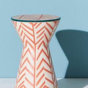 Twill Ceramic Indoor/Outdoor Side Table - Tangerine