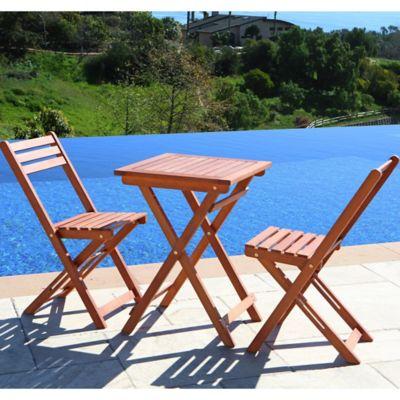 Vifah Premium All Weather 3-Piece Bistro Set in Natural Wood
