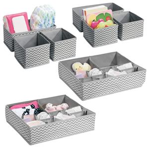 Baby Nursery Organizers - Set of 8, Gray/Cream
