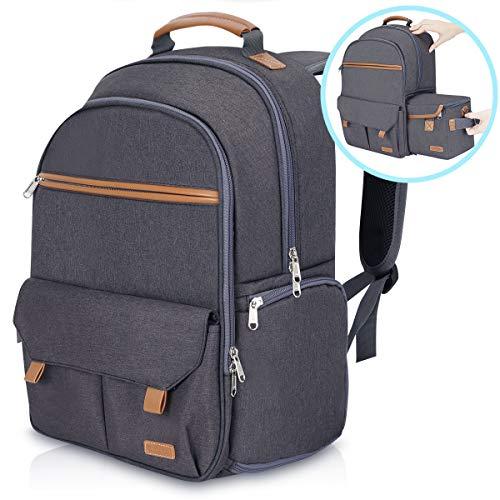 Endurax Waterproof Camera Backpack for Women and Men Fits 15.6" Laptop with Build-in DSLR Shoulder Photographer Bag Gray (Dark Gray)