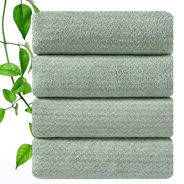 CHINO Bath Towels,4 Piece Large Bath Towels Light Green 35"x70" Extra Large Bath Towels Microfiber Soft XL Bath Sheets Super Absorbent Towels for Bathroom Quick Dry Oversized Bath Towels for Family