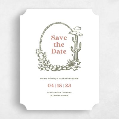 White Ticket Wedding Save the Date - Avondale Portrait