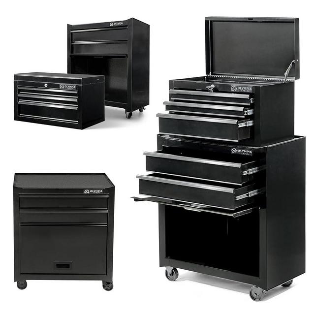 Olympia Tools 26.5'' Large Rolling Tool Chest with Drawers – Heavy Duty Tool Box Cabinet on Wheels – Locking Organizer for Garage, Mechanics | Hight Capacity Tool Chests With Key, 26.5” x 14” x 43”