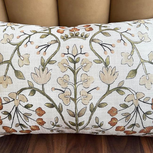 YugTex Zea Garden Printed Decorative Lumbar Accent Throw Pillow Cover - Decor for Living Room, Sofa, Chair, Patio, Car, Balcony, Bench, Porch, Nursery, Office, Bedroom - 14x24 Inches