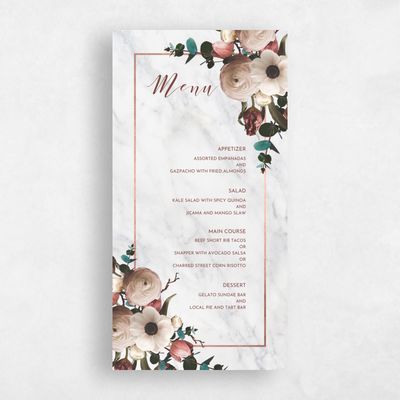 Red Greenery Wedding Menu - Camellia