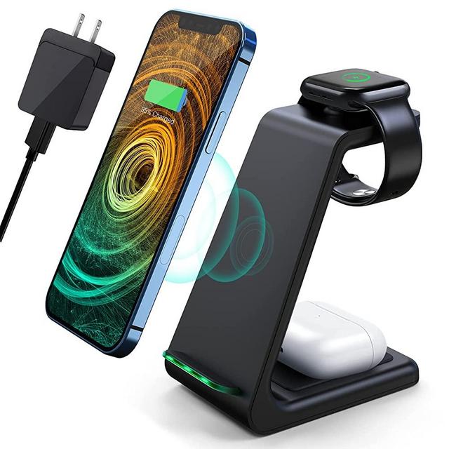 Wireless Charging Station,3 in 1 Fast Charging Station,Wireless Charger Stand for iPhone 12/11 Pro Max/X/Xs Max/8/8 Plus, AirPods 2/pro, iWatch Series, and Samsung Phones