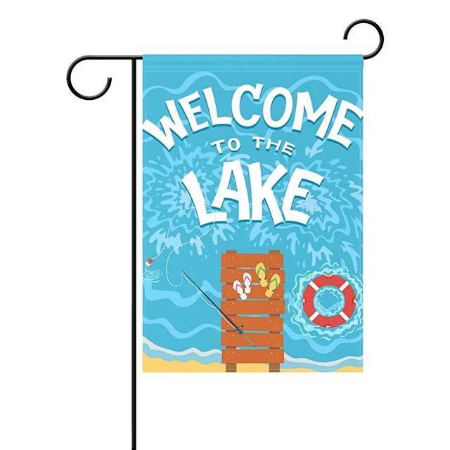 ALAZA U Life Welcome to The Lake Hello Summer Decorative Garden Yard Flag Banner for Outside House Flower Pot Double Side Print Polyester 40 x 28 & 12 x 18 Inch