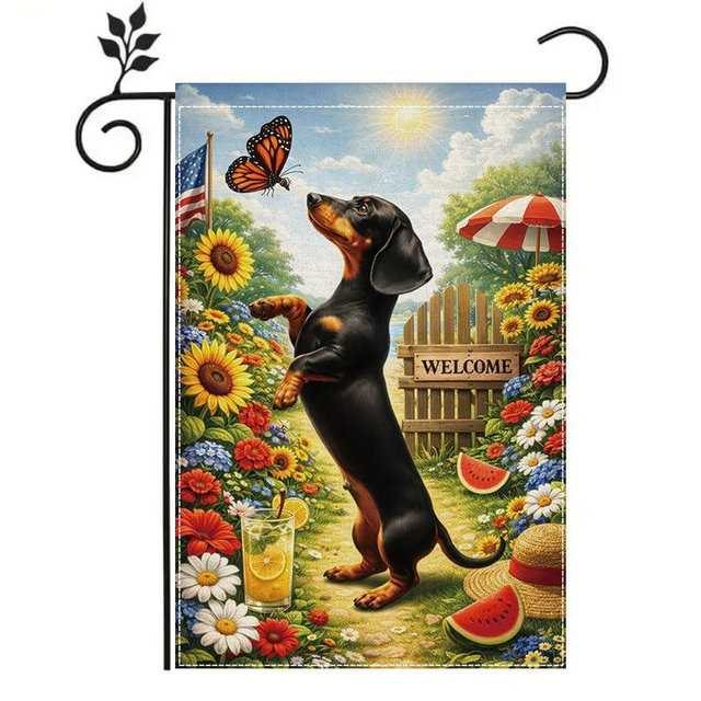 ActFirst "Welcome Puppy" Garden Flag — A 12x18-inch outdoor decorative flag, specially designed as a warm welcoming accent for front yards, patios, and dog lovers.