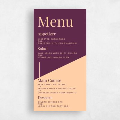 Plum, Purple Wedding Menu - Incanta