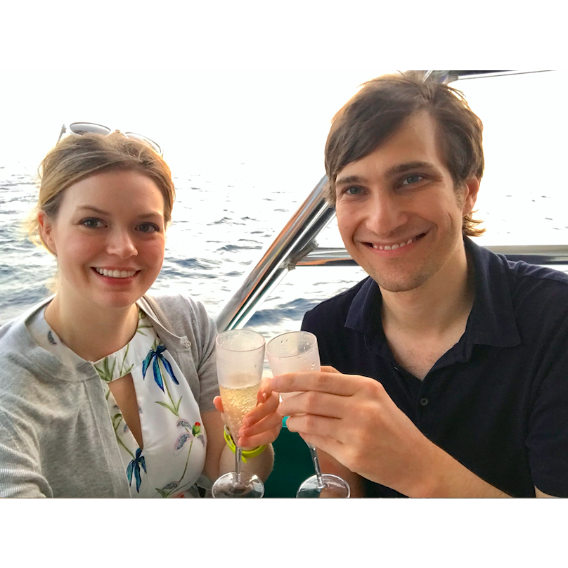 Champagne boat tour in St. Thomas. The last un-married summer vacation!