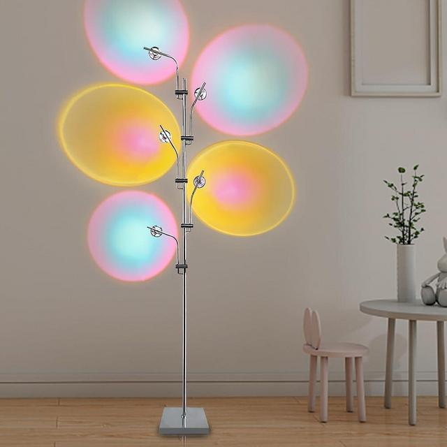 38°GARDEN Sunset Projection Floor Lamp - 4000K LED with Replaceable Color Filters - Unique Sunset Floor Lamp,Multi-Head Ambient Lighting Lamp for Bedroom