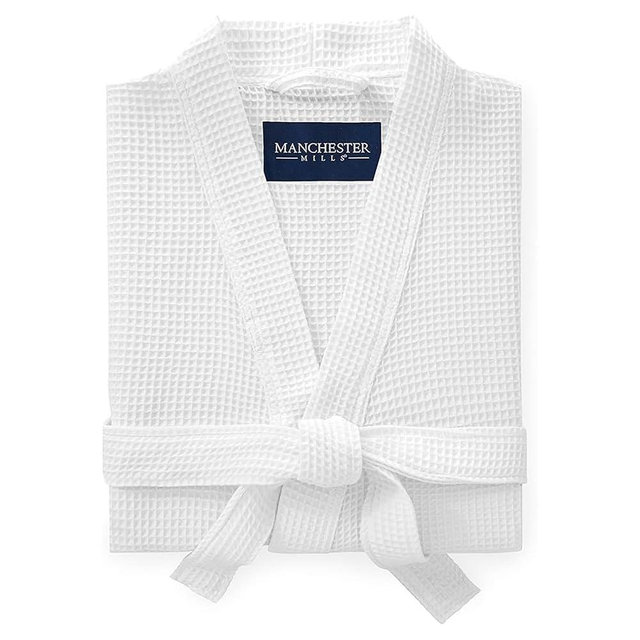 Manchester Mills Waffle Weave Robe with Lightweight French Terry Lining - one size