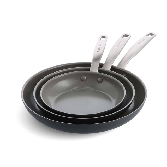 GreenPan Chatham 3pk Hard Anodized Healthy Ceramic Nonstick Fry Pan Set