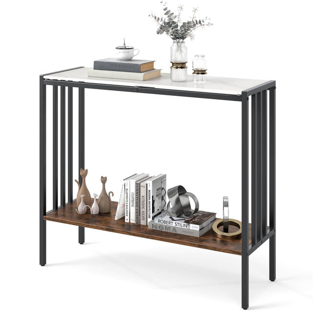 Costway 36" Console Table with Sintered Stone Tabletop & Open Shelf for Living Room