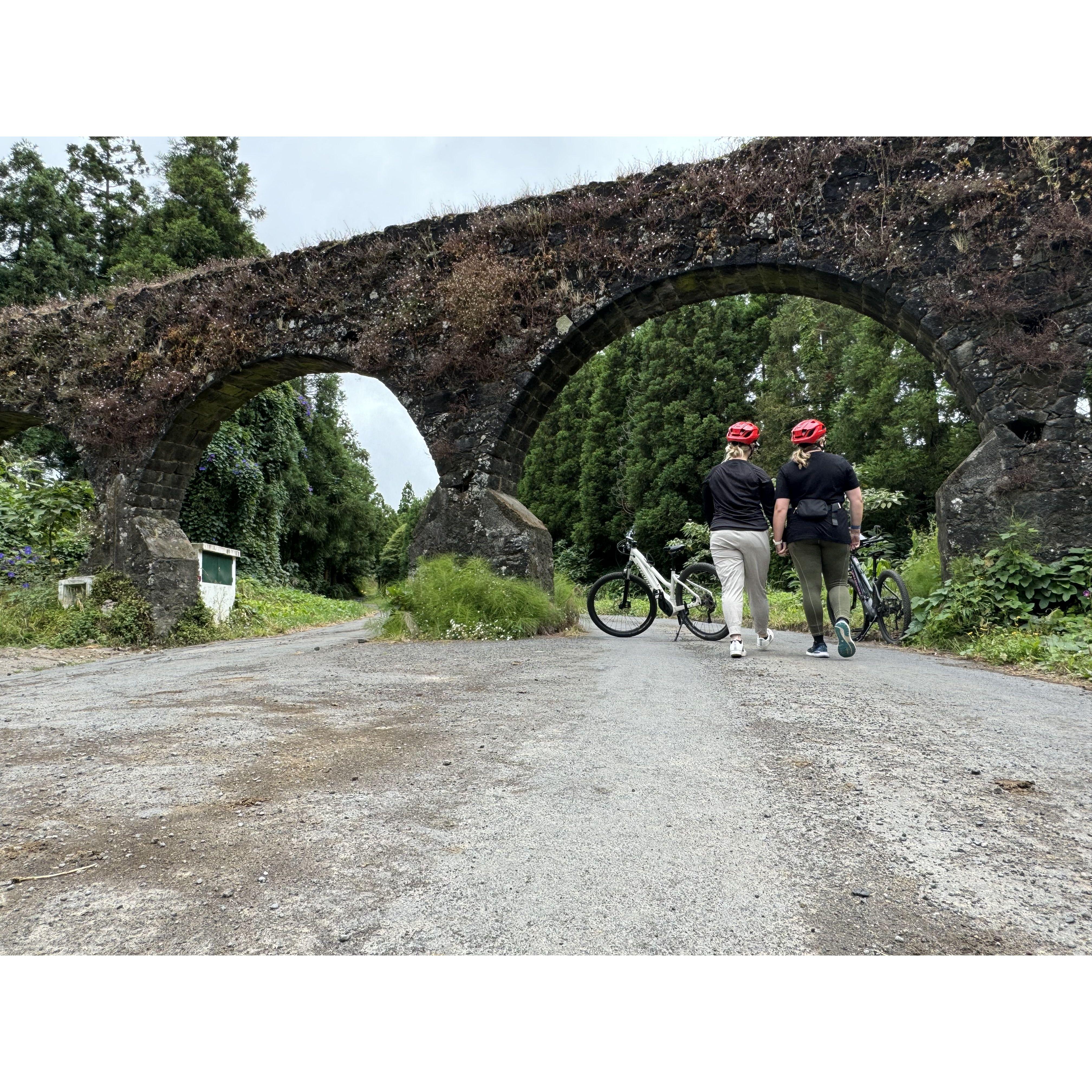 A romantic stop for a quick dance on our bike ride up the mountain on Saó Miguel in the Azores