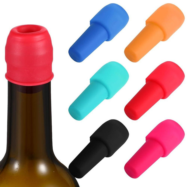 6PCS Silicone Wine Stopper, Wine Bottle Stopper Reusable Wines Stoppers for Wines Bottles WineBottle Seal Stoppers Covers for Champagne Beer Home Kitchen Bars Keeping WineChampagnes Fresh