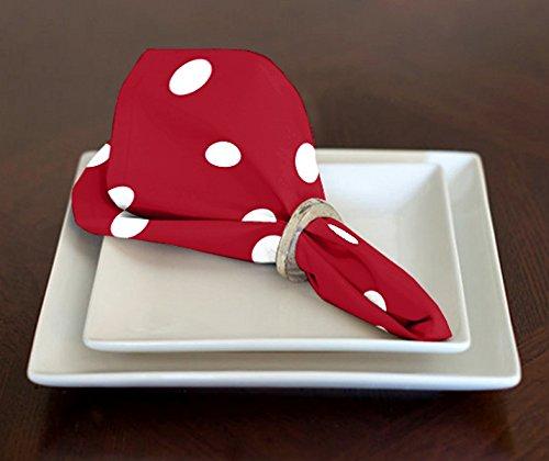 A LuxeHome Red and White Modern Contemporary Polka Dot Lunch Dinner Napkins 17" x 17" Set of 4