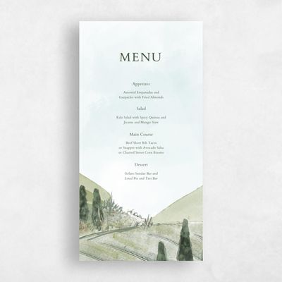 Green Greenery Wedding Menu - Oakhurst