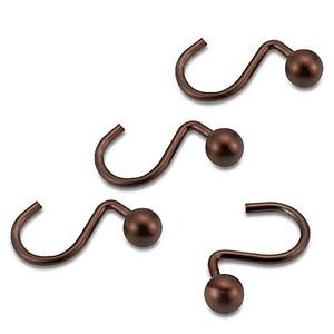 Oil Rubbed Shower Curtain Hooks in Bronze (Set of 12)