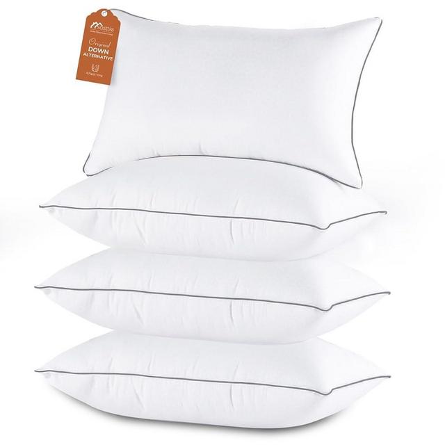 Sasttie King Size Pillows Set of 4, Hotel Collection Bed Pillows for Side, Back, and Stomach Sleepers - Down Alternative Plump Filling - White, 4 Pack, King, 20x36 Inches
