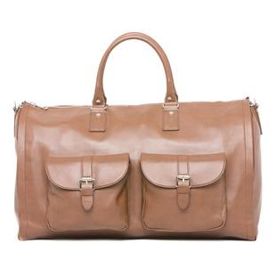 Leather Garment Weekender Bag - Brown