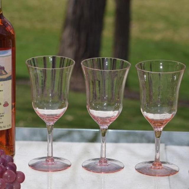4 Vintage Pink 1950's Optic Glass