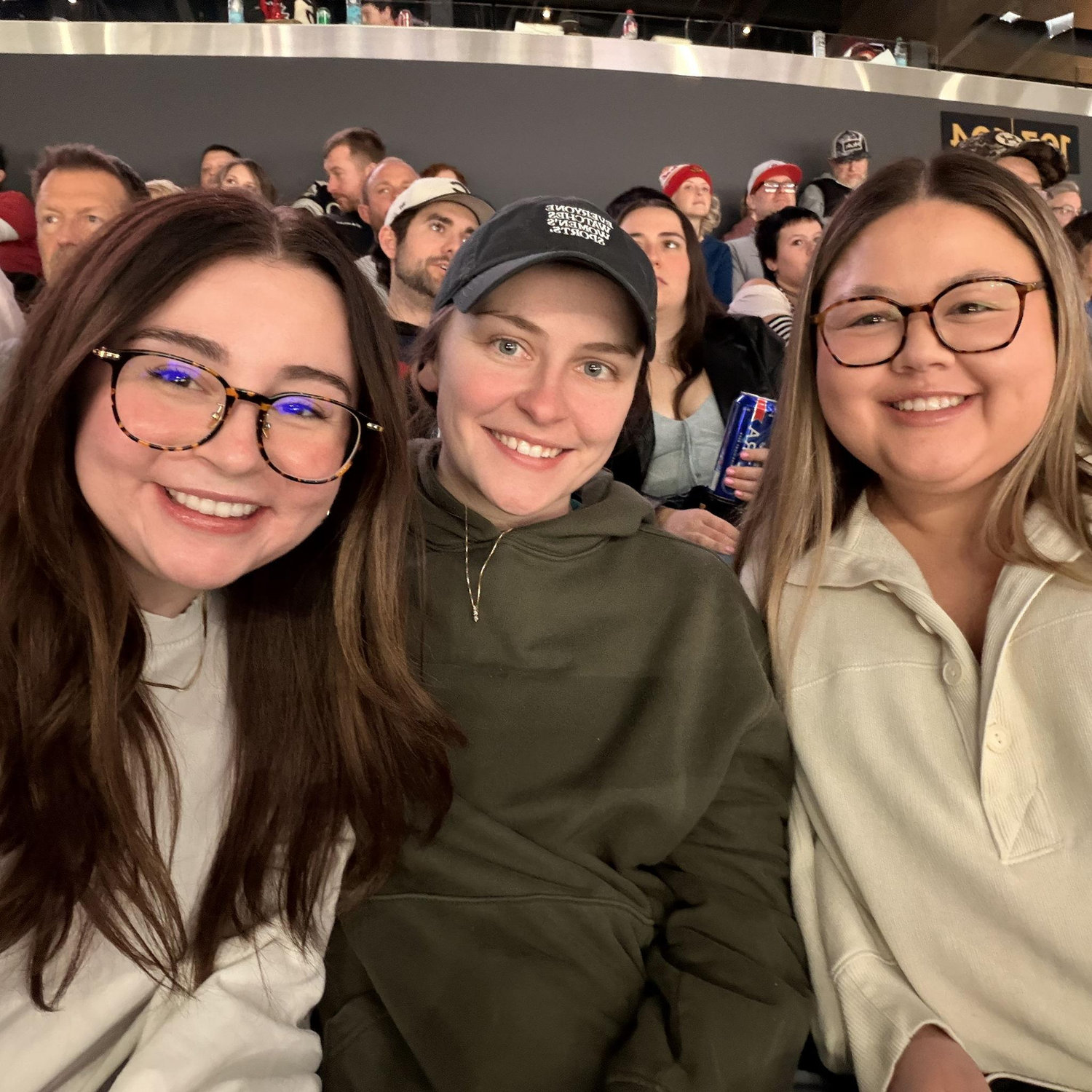 Amelia, Shy, and Abby at an Indy Fuel game.