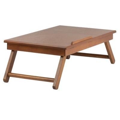 Alden Lap Desk, Flip Top With Drawer, Foldable Legs Teak Brown - Winsome