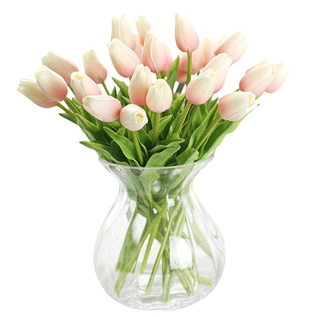 AHXHWKA 30 pcs Real-Touch Artificial Tulip Flowers Home Wedding Party Decor