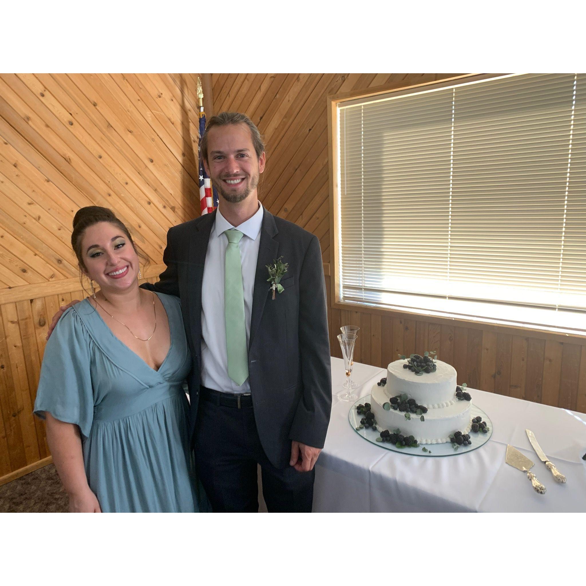 At the wedding reception for Ryan's brother Drew and sister-in-law Caitlin. Did we mention it was 120 degrees???