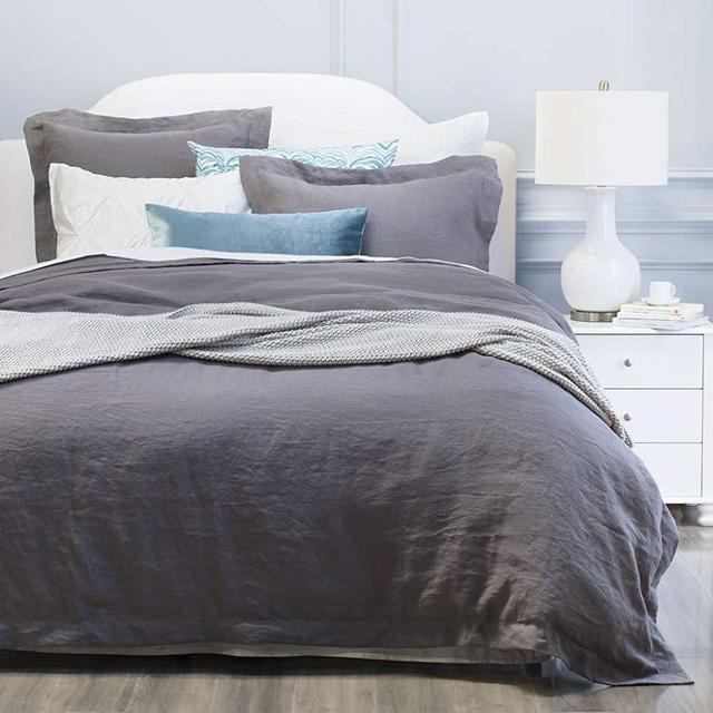 Bamboo Tranquility Bamboo Linen High Performance Duvet Cover (Comforter Cover) Set (Stone Grey, King/Cal King)