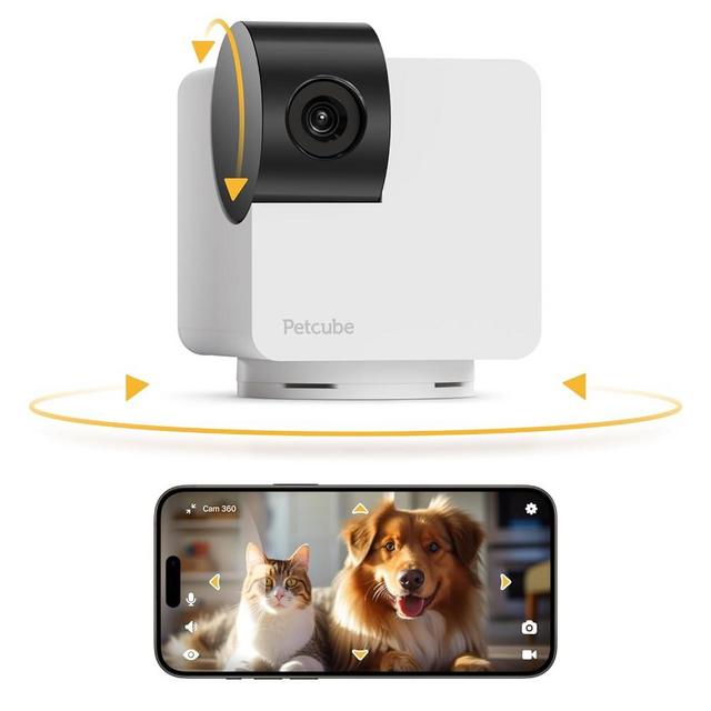 Petcube Cam 360 Camera | Ultimate Interactive WiFi Pet and Home Security Pan-Tilt Camera with Phone App, 1080p HD Video, 360° Rotation, Night Vision, Smart Alerts for Home Surveillance