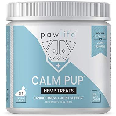 pawlife Hemp Calming Treats for Dogs Plus Glucosamine - Hemp Oil Infused Soft Chews for Dog Anxiety Relief and Joint Support - 120 Dog Calming Treats