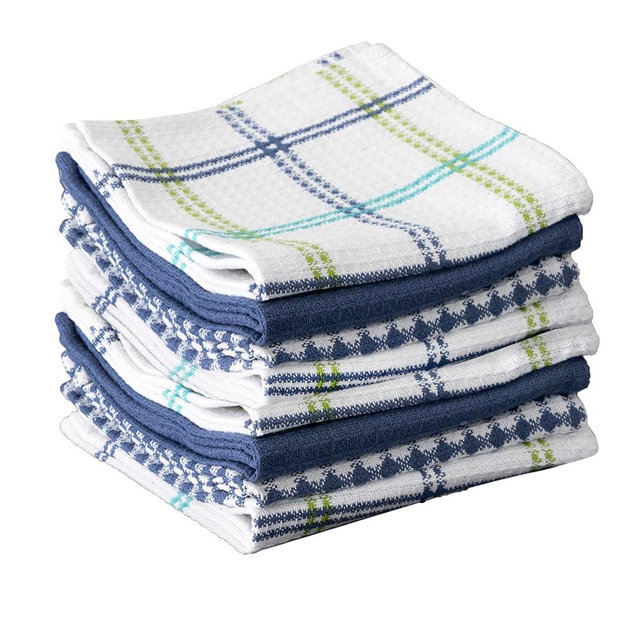 T-fal Premium Waffle Dish Cloths: Highly Absorbent, Super Soft - 100% Cotton, 12"x13" Flat Waffle Dish Cloth for Cleaning & Drying, (8-Pack), Cool