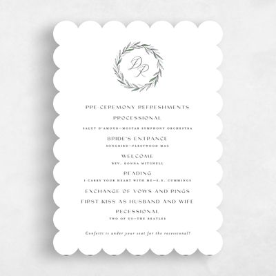 White Scalloped Wedding Program - Bruges
