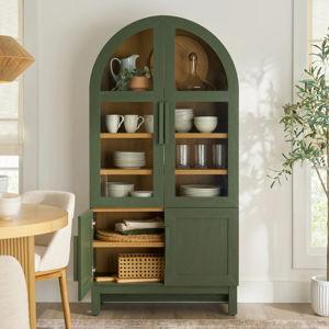 Better Homes & Gardens Juliet Kitchen Rounded Arch Cabinet, Deep Green Finish