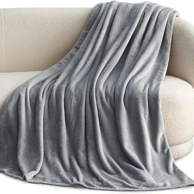 Bedding Fleece Blanket Queen Size 90x90 inch Luxury Bed Blanket Fuzzy Soft Blanket Microfiber - Silver Gray