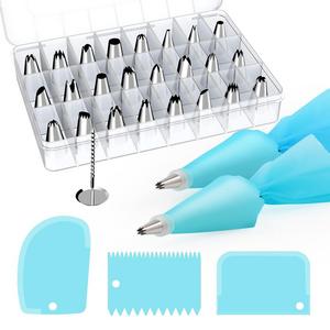Kootek 32-Piece Cake Decorating Supplies Tips Kits Stainless Steel Baking Supplies Icing Tips with Pastry Bags, 3 Icing Smoothers, 1 Flower Nails and 2 Reusable Coupler