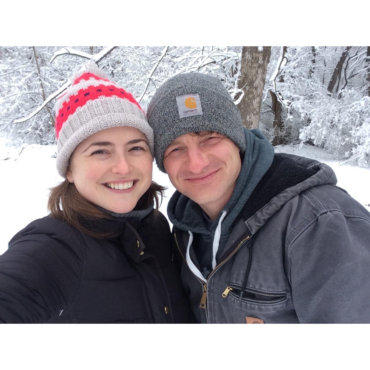 Squinty in the snow.