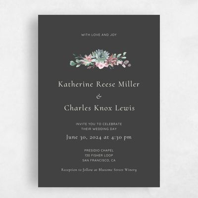 Charcoal, Black Wedding Invitation - Cricket Classic