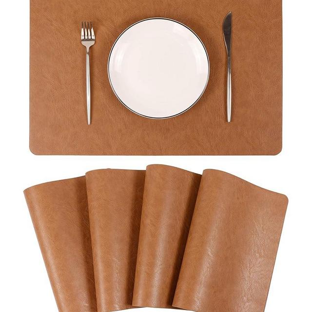 Faux Leather Placemats, PU Table Mats, Waterproof, Stain Resistant, Heat Resistant, Non-Slip Easy to Clean for Kitchen Dining Table,Conference Table