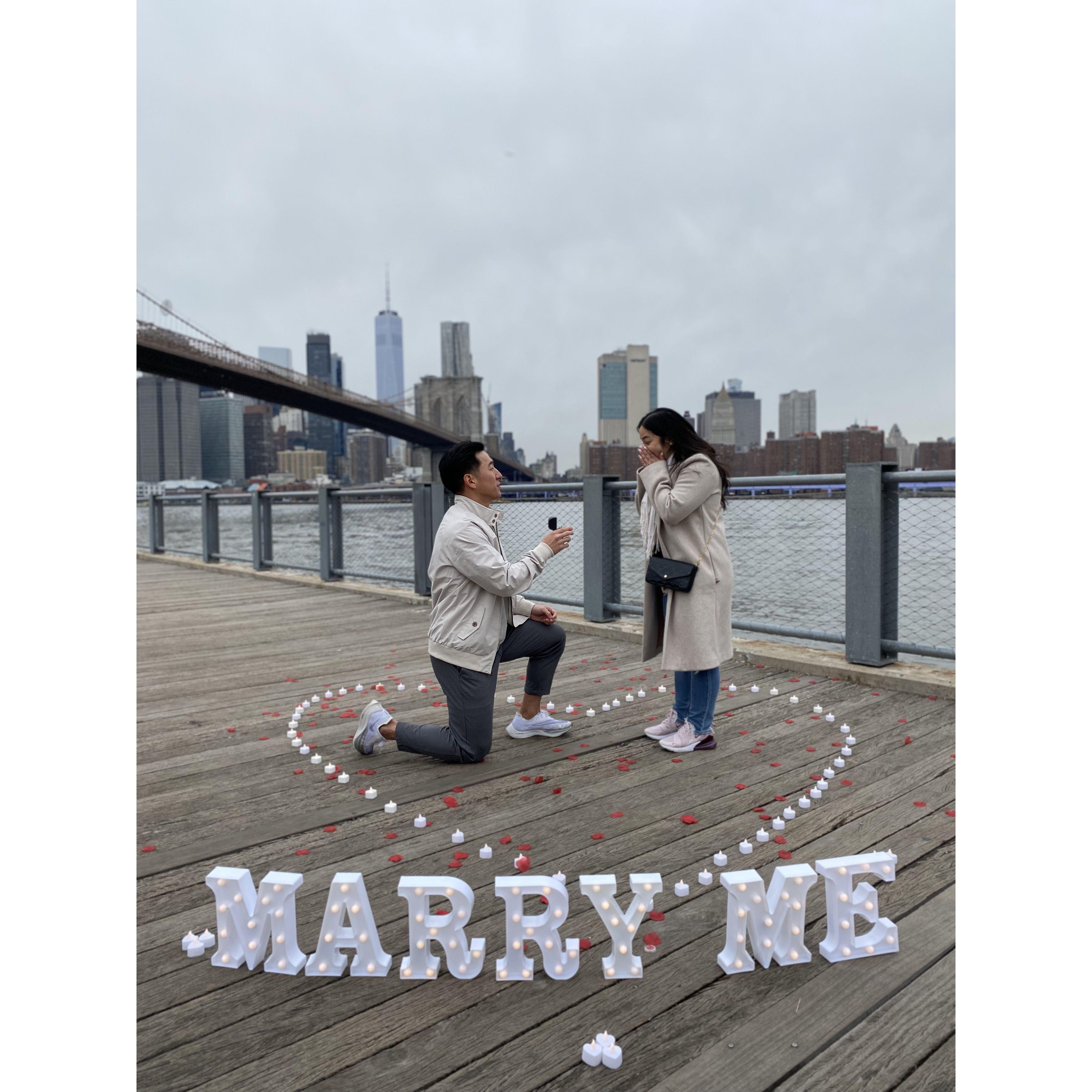 Proposal in New York by the Brooklyn Bridge!