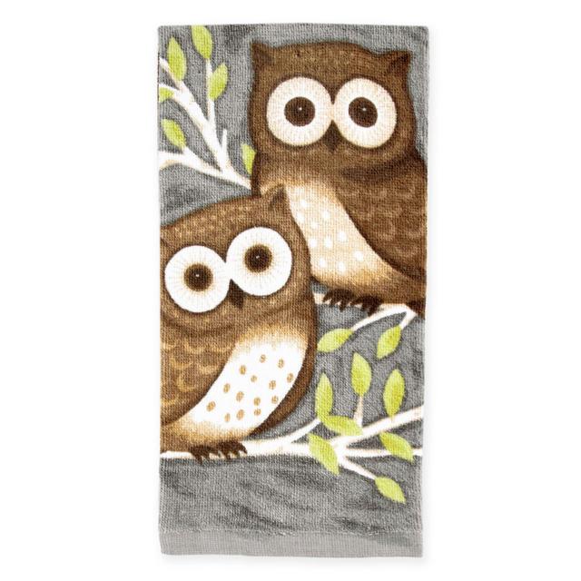KitchenSmart® Colors Painterly Owls Kitchen Towel in Grey
