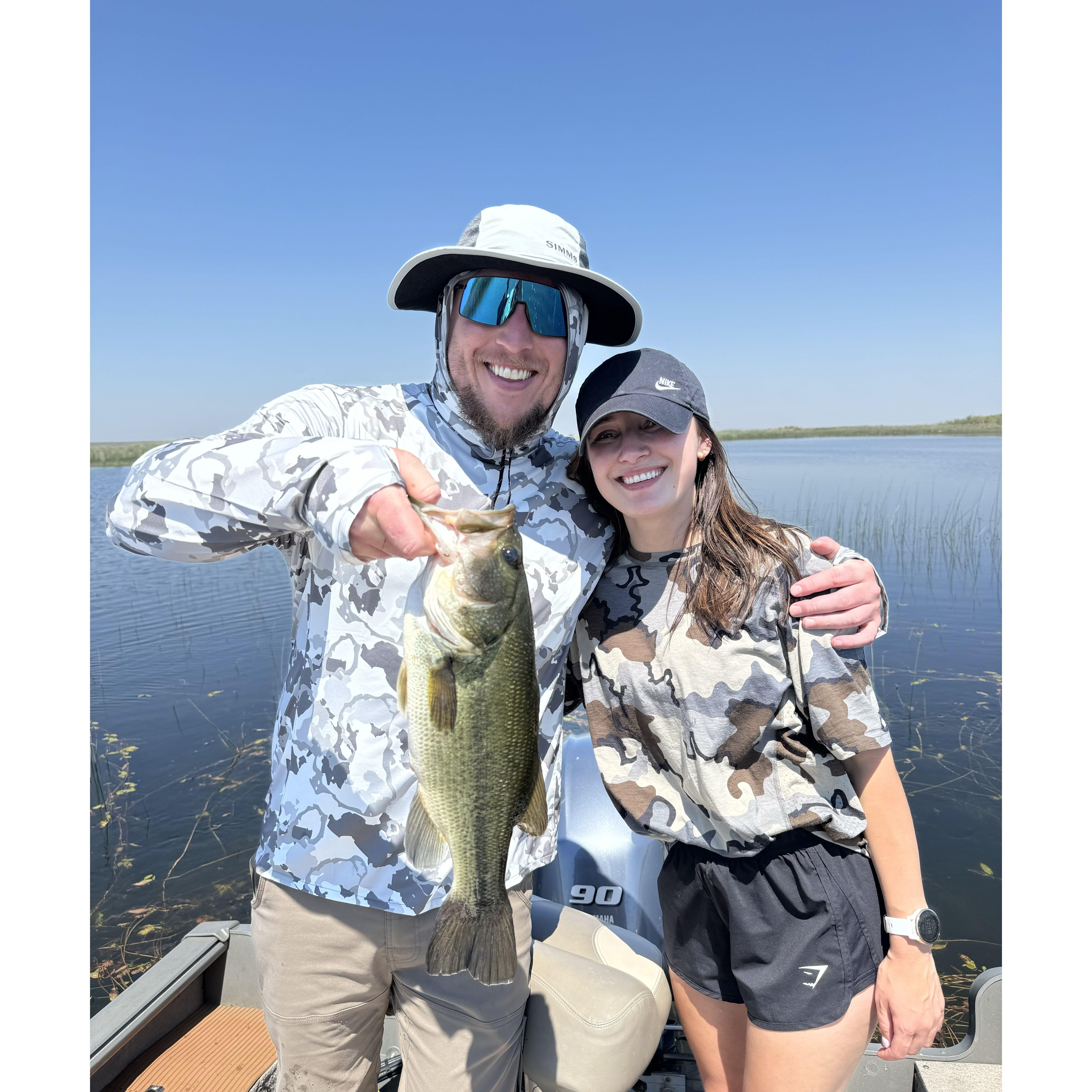 Potholes 2023. Anita's first time bass fishing!