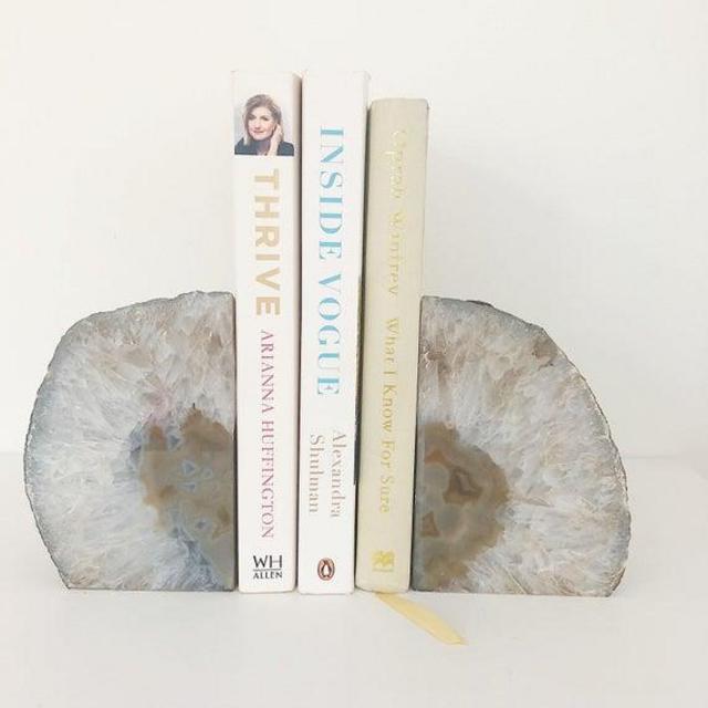 Natural Agate Bookends. Luxury Boho Homeware. Grey, Taupe, White and Beige Home Decor.
