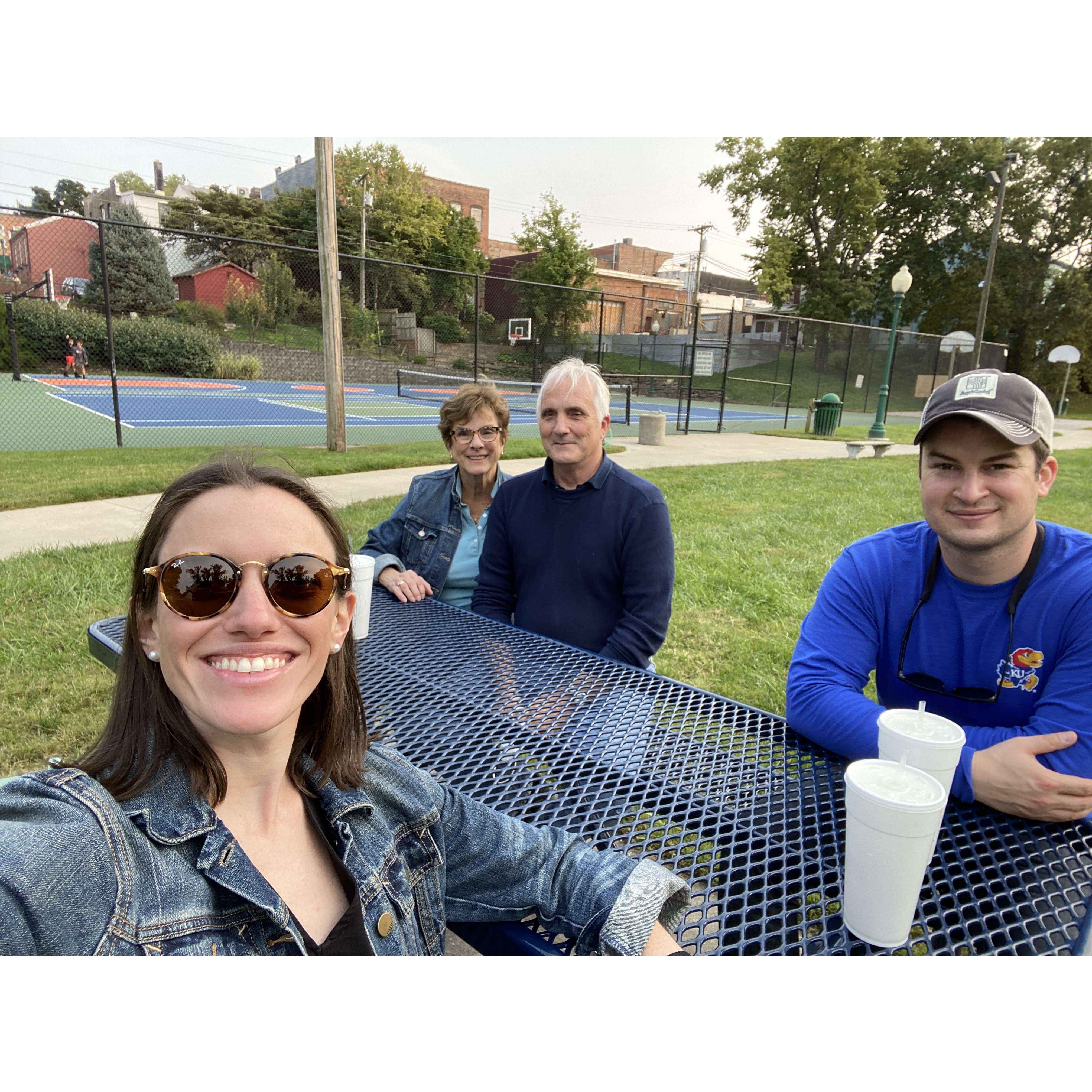 Fun with Jane and Don - our Kansas family - after enjoying some delicious BBQ