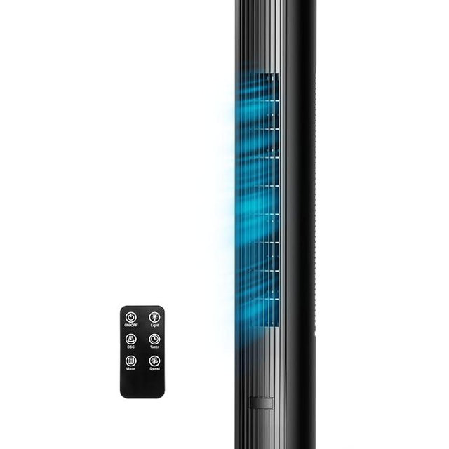 ZAFRO Tower Fan for Bedroom, 37'' Cooling Fans with 4 Modes 6 Speeds, 26 ft/s Velocity, 28dB Quiet for Sleep, LED Touchpad & 12H Timer, 90° Oscillating Floor Fans that Blow Cold Air, Black