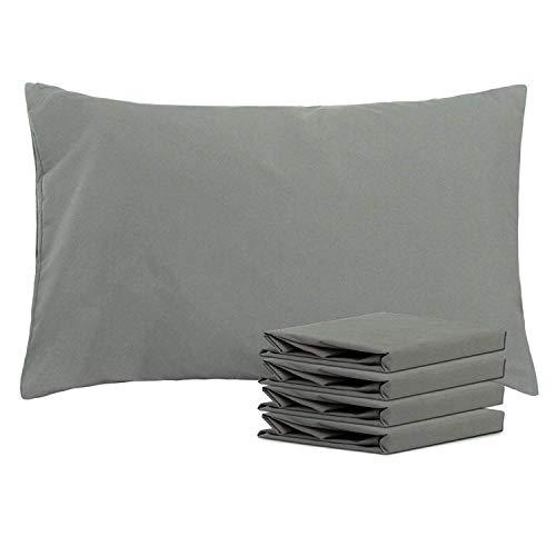 NTBAY 100% Brushed Microfiber Pillowcases Set of 4, Soft and Cozy, Wrinkle, Fade, Stain Resistant, 20"x 30", Dark Grey