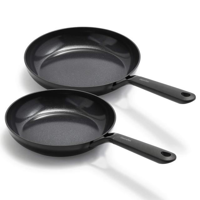GreenPan SmartShape Healthy Ceramic Nonstick, 9.5" and 11" Frying Pan Skillet Set, PFAS-Free, Induction, Dishwasher Safe, Black