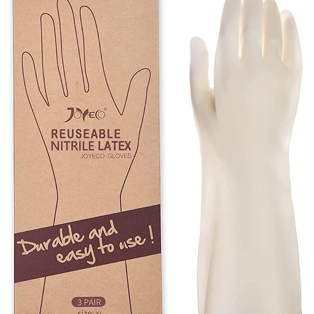 JOYECO Rubber Gloves Reusable Household Cleaning for Kitchen Dishwashing 3 Pairs